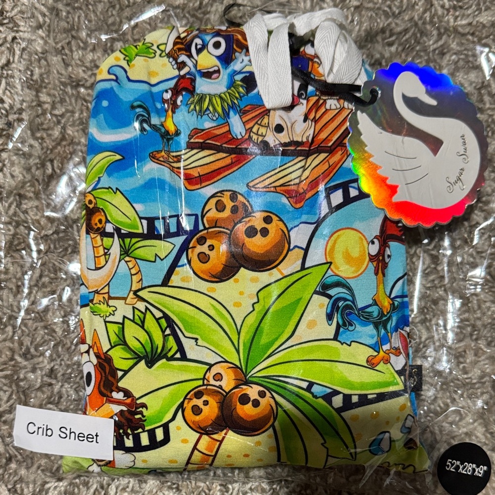 Sugar Swan Bluey Moana Crib Sheet